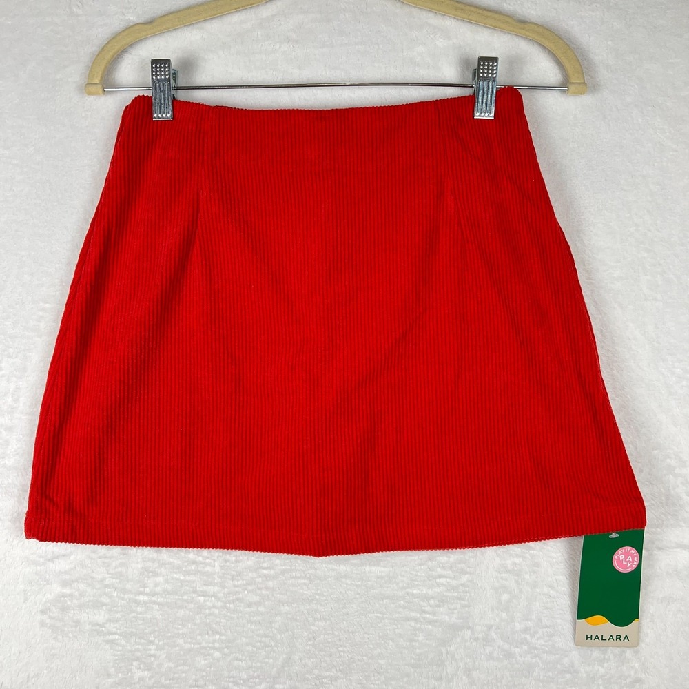 HALARA Corduroy Mini Skort Women's Size XS Tomato Red Zipper‎ Close